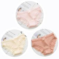 Women Fashion 3pcs Lace Panties Underwear Seamless Cute Bow Briefs Soft Comfort Lingerie Female Underpant