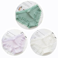 Women Fashion 3pcs Lace Panties Underwear Seamless Cute Bow Briefs Soft Comfort Lingerie Female Underpant