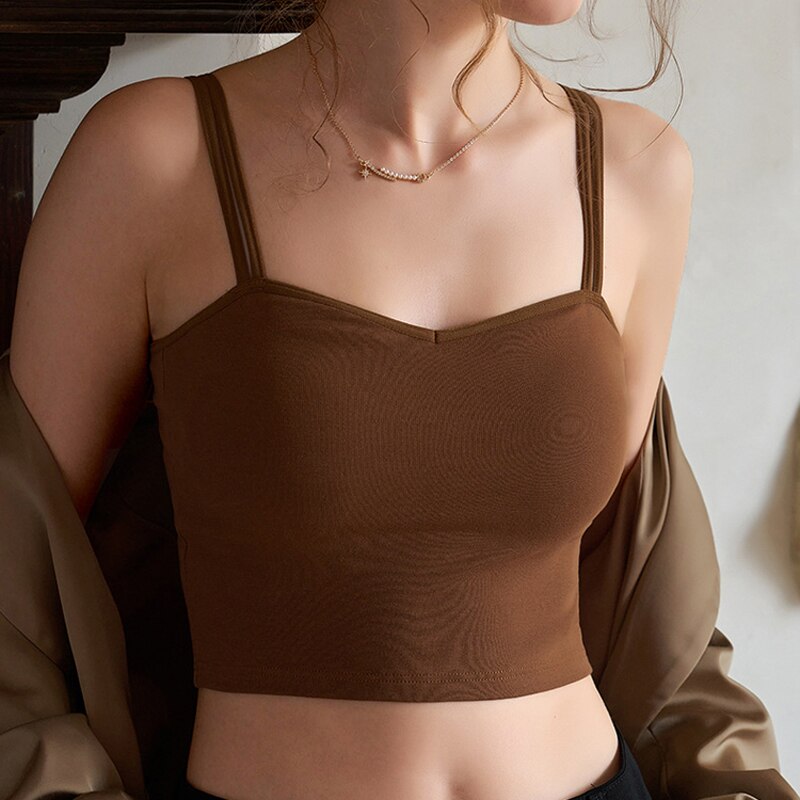Women Fashion Female Push Up Bras Double Strap Crop Wirefree Brassiere Seamless Underwear With Built In Bra