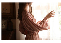 Women Fashion 2 Pieces Pajamas Sets Faux Silk Pajamas Sleepwear Sets Embroidery Lace Bath Gown