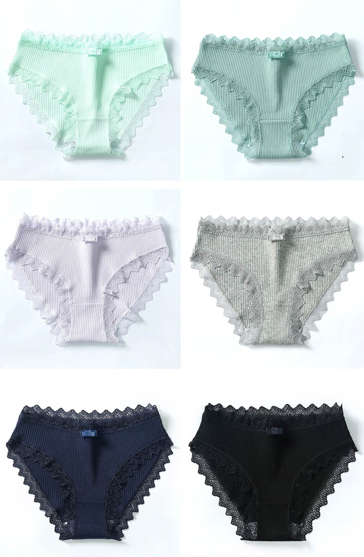 Women Fashion 3pcs Lace Panties Underwear Seamless Cute Bow Briefs Soft Comfort Lingerie Female Underpant