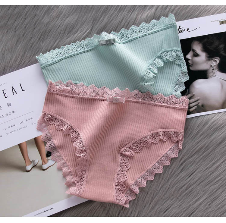 Women Fashion 3pcs Lace Panties Underwear Seamless Cute Bow Briefs Soft Comfort Lingerie Female Underpant