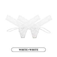 Women Fashion 2PCS/Set Lace Panties Low-waist Temptation Lingerie Femal Cross Strap G String Thong Hollow out Underwear