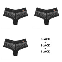 Women Fashion 3PCS/Set Panties Lace Low-waist Briefs Female Breathable Embroidery Underwear G String Underpant Lingerie