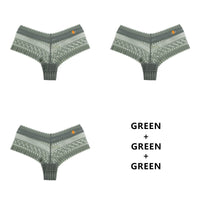 Women Fashion 3PCS/Set Panties Lace Low-waist Briefs Female Breathable Embroidery Underwear G String Underpant Lingerie