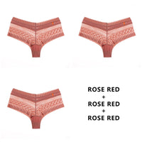 Women Fashion 3PCS/Set Panties Lace Low-waist Briefs Female Breathable Embroidery Underwear G String Underpant Lingerie