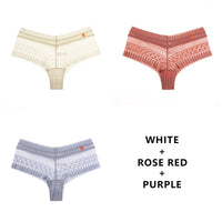 Women Fashion 3PCS/Set Panties Lace Low-waist Briefs Female Breathable Embroidery Underwear G String Underpant Lingerie