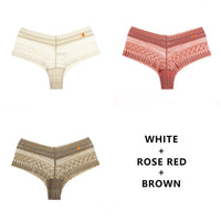 Women Fashion 3PCS/Set Panties Lace Low-waist Briefs Female Breathable Embroidery Underwear G String Underpant Lingerie