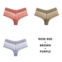 Women Fashion 3PCS/Set Panties Lace Low-waist Briefs Female Breathable Embroidery Underwear G String Underpant Lingerie