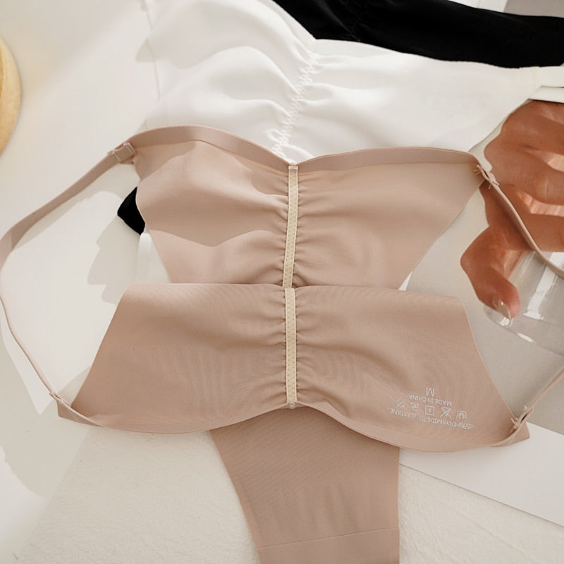 Women Fashion 3PCS/Set Ice Silk Panties Low-Rise Temptation Lingerie Female G String Underwear No Trace Thong Intimates