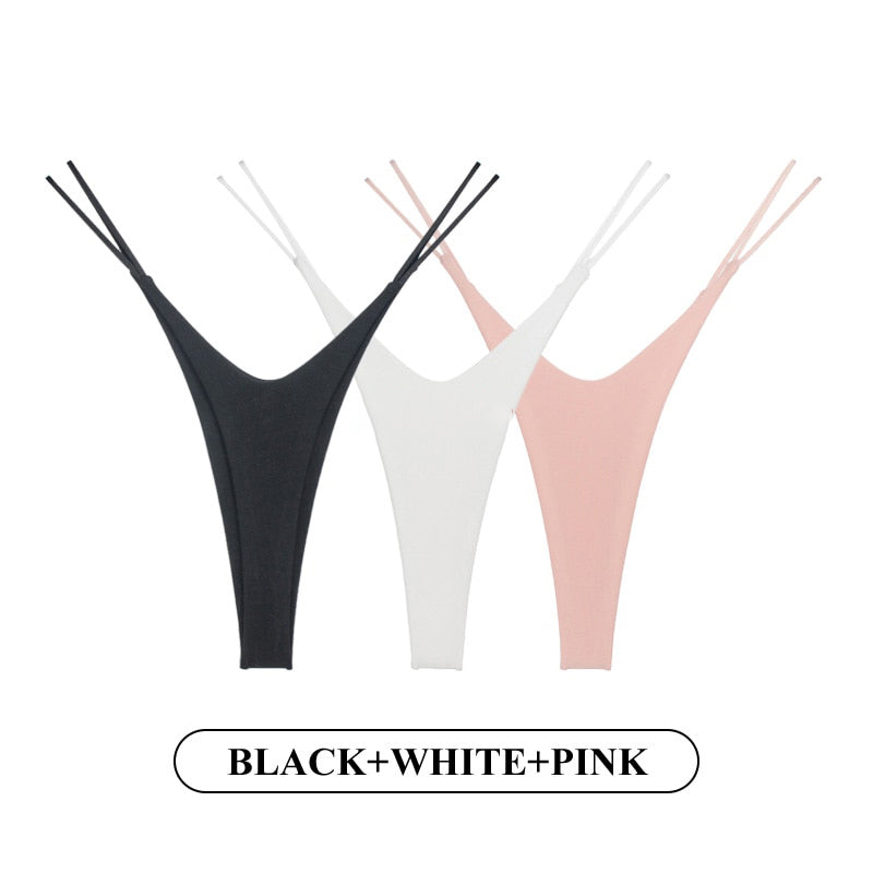 Women Fashion 3PCS/Set Low Waist Thong Pantie Seamless Thin Rope Underwear Female G String Lingerie Temptation