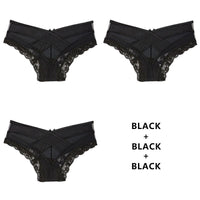 Women Fashion 3pcs/Lot Panties Lace Low-Waist Brief Female Underwear Lady Cross Strap Hollow Out Lingerie G String Underpant