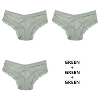 Women Fashion 3pcs/Lot Panties Lace Low-Waist Brief Female Underwear Lady Cross Strap Hollow Out Lingerie G String Underpant