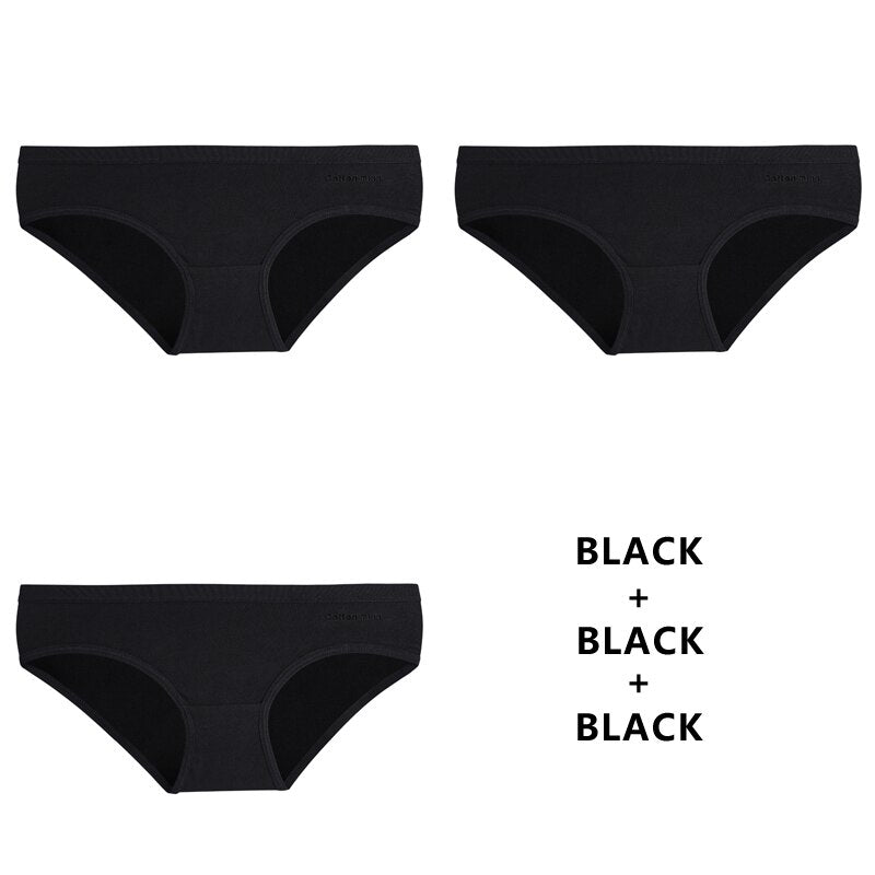 Women Fashion 3Pcs/Lot Panties Cotton Underwear Solid Briefs Girls Low-waist Lingerie G String Soft Breathable Intimates