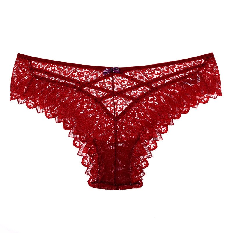 Women Fashion Panties Lace Underwear Low-Waist Thong Hollow Out G String Briefs Solid Comfortable Female Lingerie