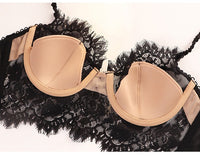 Women Fashion Classic Bra Ultra Thin Lace Underwear Push Up Brassiere Lingerie Transparent Eyelash Bralette