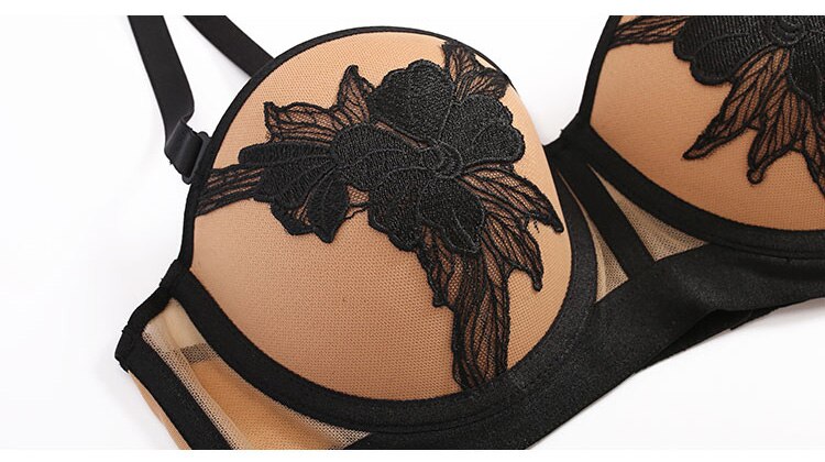 Women Fashion French High Quality Lingerie Underwear Push Up Lace Embroidery Brassiere Gather Bra Hight Waist Panty Sets