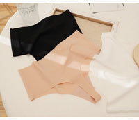 Women Fashion Panties Traceless Ice Silk Underwear High Waist G String Thong Female Lingerie