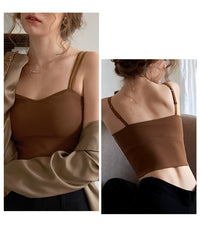 Women Fashion Female Push Up Bras Double Strap Crop Wirefree Brassiere Seamless Underwear With Built In Bra